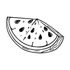 Vector illustration. Juicy watermelon silhouette. Coloring.