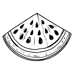 Vector illustration. Juicy watermelon silhouette. Coloring.