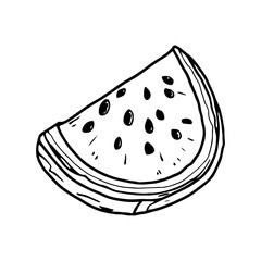 Vector illustration. Juicy watermelon silhouette. Coloring.