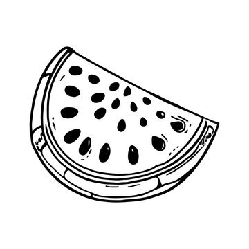 recommend clip art: Vector illustration. Juicy watermelon silhouette. Coloring.