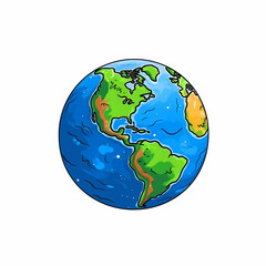 Obraz premium Cartoon illustration of Planet Earth - ai generative