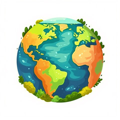 Cartoon illustration of Planet Earth - ai generative