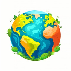Cartoon illustration of Planet Earth - ai generative