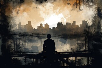 Fototapeta premium Loneliness and Depression - Abstract Grunge Art