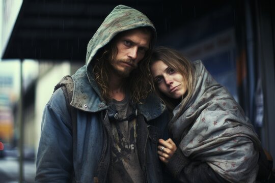 Young homeless couple - drug addicts