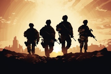 Obraz na płótnie Canvas Illustration of Soldier Silhouettes