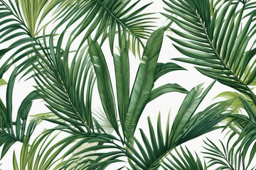 tropical green palm leaf pattern background - obrazy, fototapety, plakaty