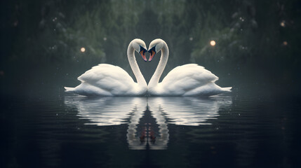 A couple swan on the lake 