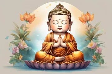 Tuinposter buddha meditating in the lotus position © Shubham