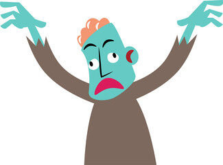 Zombie . Halloween cartoon characters . PNG .