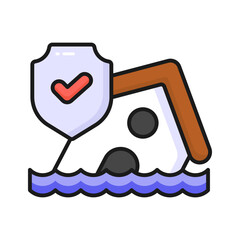 House building floating on water, denoting concept icon of natural disaster, vector of flood