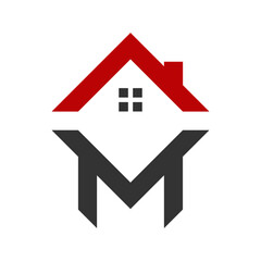 letter M logo home roof design concept vector illustration.