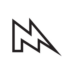 line lightning letter M logo vector illustration on white background.