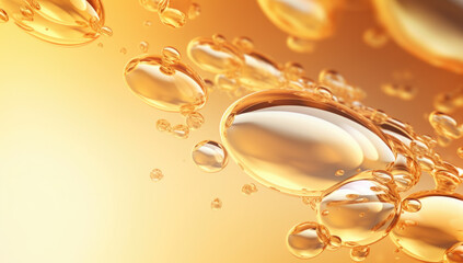 serum bubble gold background for cosmetics product. Generated with AI