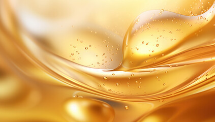 serum bubble gold background for cosmetics product. Generated with AI