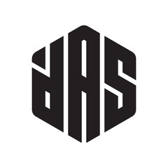 DAS hexagon logo design vector isolated on white background.