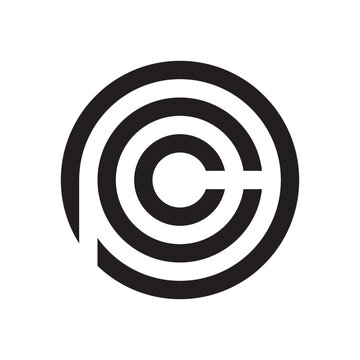 circle line letter PCC logo isolated on white background.