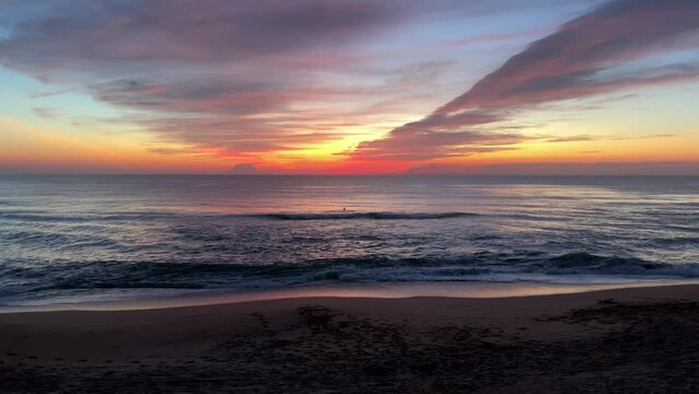 Dramatic colors of sunrise in Ormond Beach, Florida.