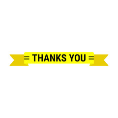 Thanks You In Yellow Ribbon Rectangle Shape With Black Line For Grateful
