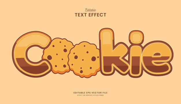 decorative chocolate cookie editable text effect vector design