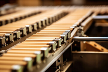 The ultimate stacking machine: A macro image of a palletizer's conveyor belt