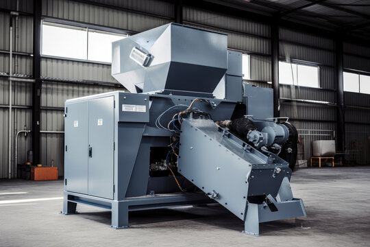 Industrial granulator in action, shredding plastic waste with precision and power