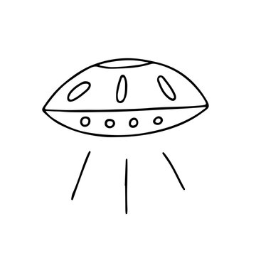 Hand drawn ufo vector illustration. Isolated on white background