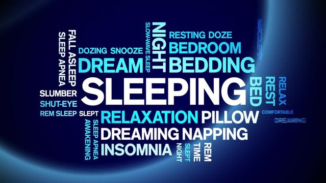 Sleeping animated tag word cloud;text design animation kinetic typography seamless loop.