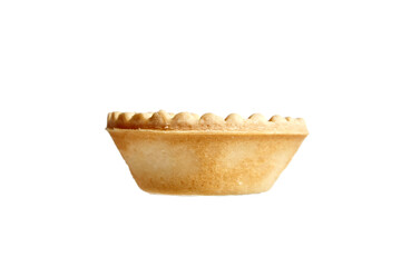 Unfilled tartlet shell isolated on white background. Empty tartlet cup. Unfilled tartlet shell for custom creations