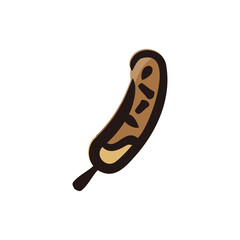 Chocolate-covered banana - Food icon/illustration (Hand-drawn line, colored version)