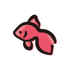 Goldfish - Japanese summer festival icon/illustration (Hand-drawn line, colored version)
