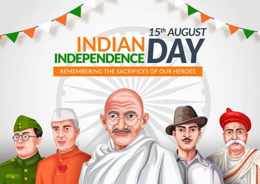 Happy Independence Day India 15th August vector illustration banner design.