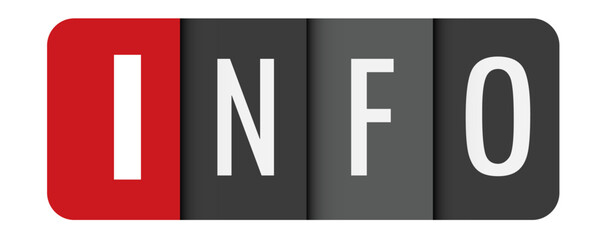 INFO gray vector typography banner with initial letter highlighted in red