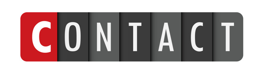 CONTACT gray vector typography banner with initial letter highlighted in red