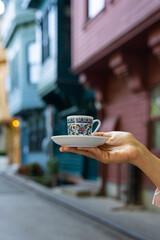 Turkish Coffee (Türk Kahvesi) in front of the Kuzguncuk Streets Photo, Üsküdar Istanbul, Turkey (Turkiye)