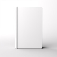 Blank vertical book cover mockup template with pages in front side standing on white background