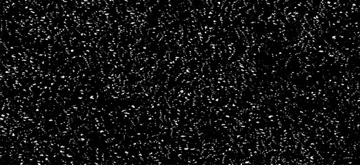 Fototapeta na wymiar Snow, stars, twinkling lights, rain drops on black background. Abstract vector noise. Small particles of debris and dust. Distressed uneven grunge texture overlay.