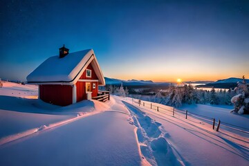 A captivating winter landscape unfolds under the celestial canvas of Kiruna Lapland