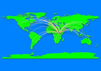 Naklejka premium Vibrant Nimule, South Sudan map - Export concept map for Nimule, South Sudan on World map. Suitable for export concepts. File is suitable for digital editing and prints of all sizes.