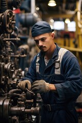 Apprentice mechanic learning on the job setting. Generative AI
