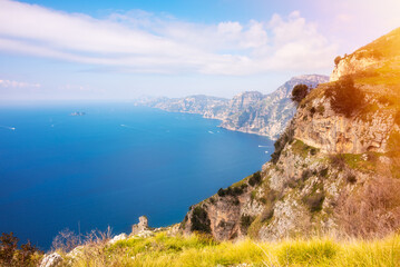 Fototapeta na wymiar Scenic coastal landscape of Amalfi coast, Italy