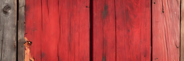 Texture of vintage wood boards with cracked parts red, brown