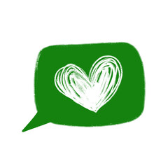 heart on green bubble chat