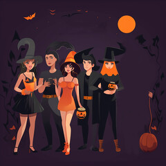 halloween party , postcard