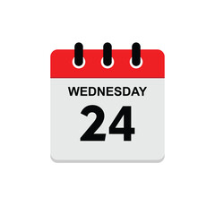 24 wednesday icon with white background, calender icon