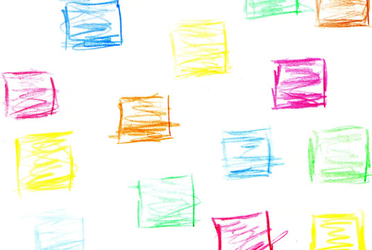 square shapes background with colored pencil drawings