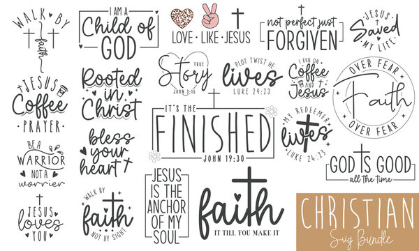 Christian SVG craft t-shirt Design Bundle.