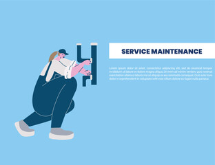 Female plumber professional landing page design.