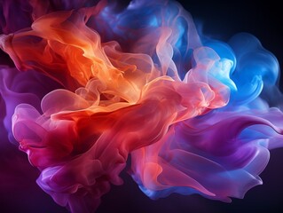 Fototapeta premium Abstract multicolored spreading bright Neon lighted smoke texture background generative ai