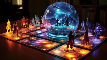 Futuristic board game with hologram scene generative AI